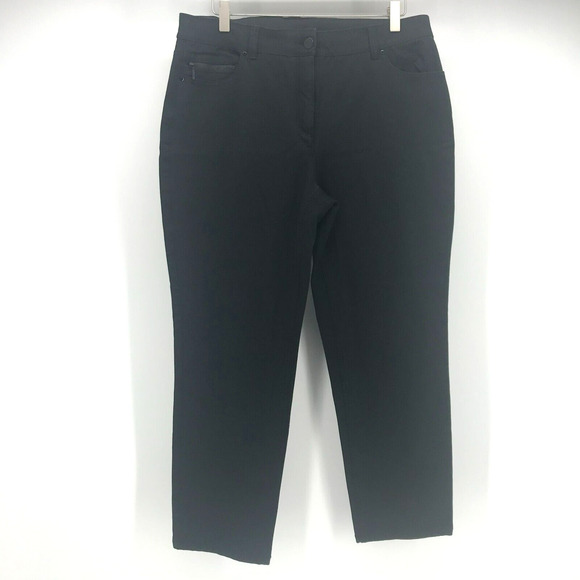 Chicos So Slimming Ankle Pant Womens Medium Black Jean Elastic Comfort Stretch - Picture 1 of 10